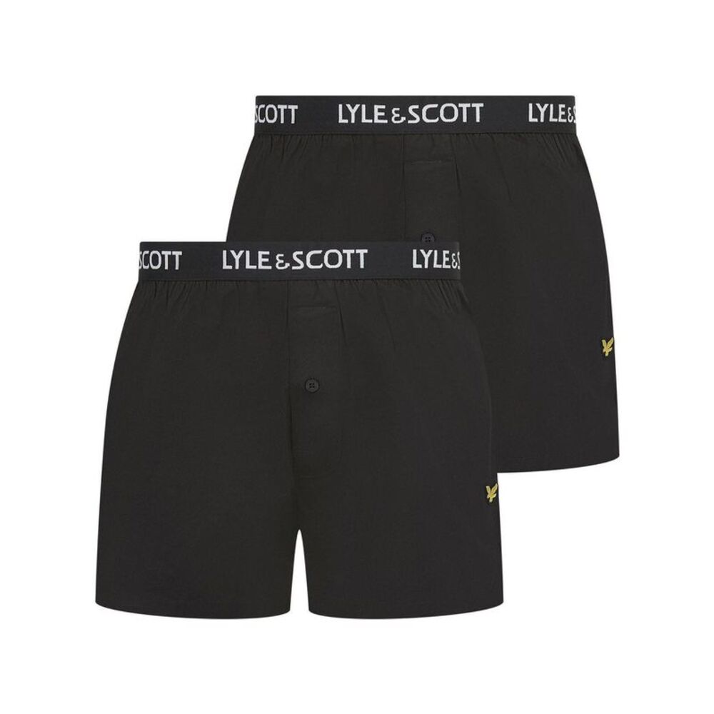Lyle & Scott Mens Usher Logo Woven Boxer Shorts (Pack of 2) / Black